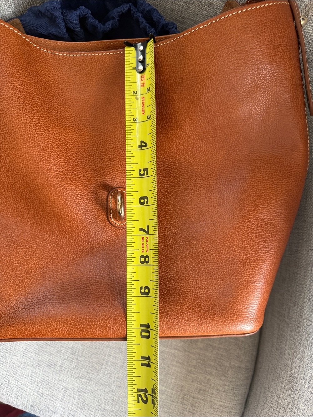 Dooney & Bourke Caramel Brown Pebbled Leather Shoulder Bucket Bag - Picture 12 of 16